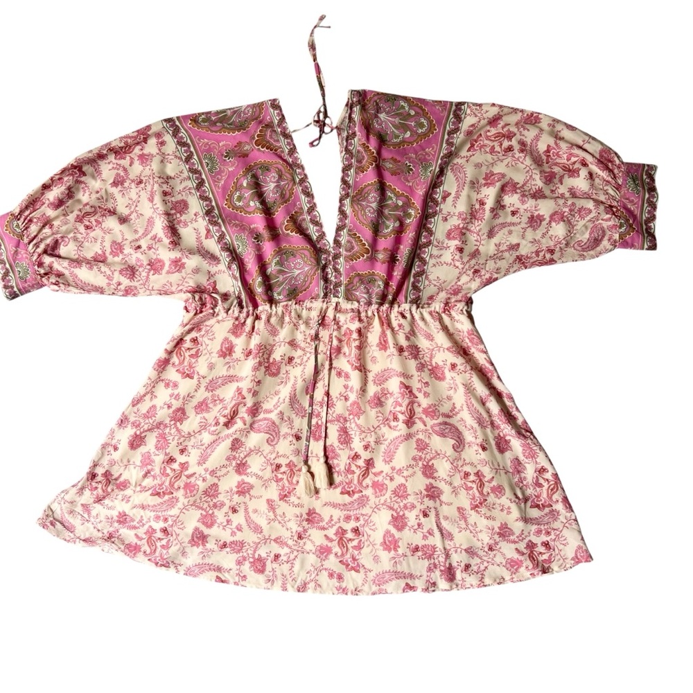 Le Reveur Boho Floral Tunic Dress Cover-Up | Size M | Rayon Blend